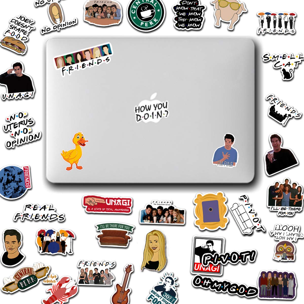 WOCOCO Friends Stickers, 50 Pack Friends TV Show Theme Stickers for Kids Teens, Waterproof Vinyl Stickers for Laptop, Water Bottles, HydroFlask