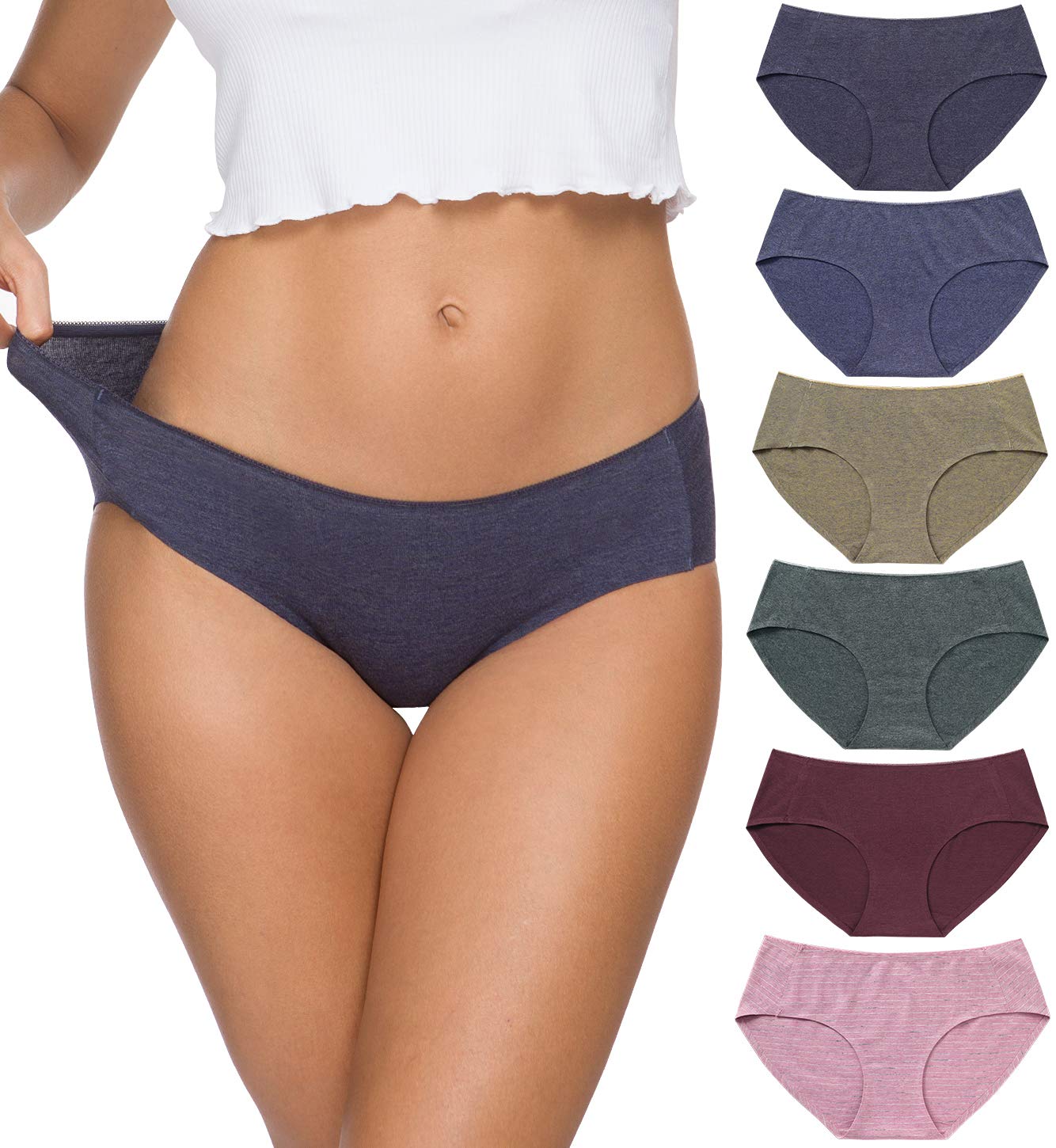 Photo 1 of Wealurre Viscose Cotton Bikini Women's Breathable Panties Seamless Comfort Underwear (3128L, Line Purple)