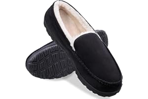 shoeslocker Men Slippers Indoor Outdoor Anti-Slip Slippers for Men Warm Plush