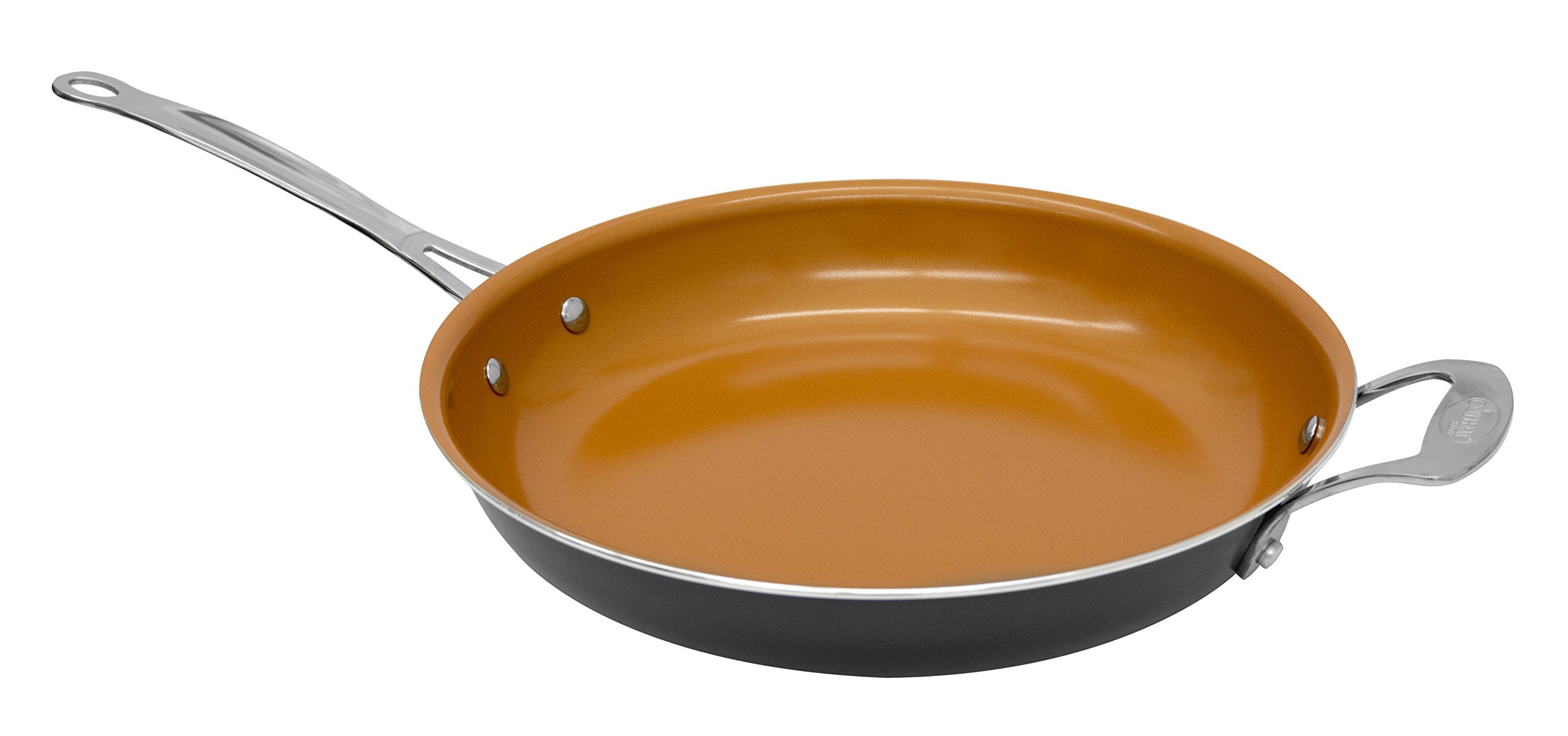 Gotham Steel 12” Fry Pan with Ultra Nonstick Titanium and Ceramic Copper Coating with Helper Handle, Dishwasher, Metal Utensil and Oven Safe