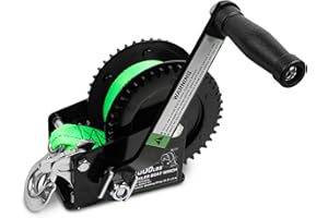 Zostera 2000lbs Boat Trailer Hand Crank Winch,with 33ft Strap,2-Way Ratchet 4:1 Gear,Double Side Gears Trailer Winch with Heavy Duty Hook,Crank Winch for Boat, Truck, Trailer, RV, ATV, Jet Ski