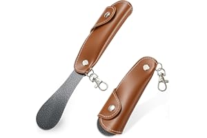 MIBATUS Metal Shoe Horn, Foldable Shoe Horn for Men and Women, Mini Shoe Horn for Kids, with Keychain and Holster