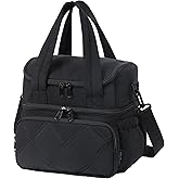 Hedcaw Lunch Bag Women Double Deck Quilted Puffer Insulated Lunch Cooler Leakproof Durable Reusable For Work Picnic Meal Prep