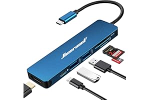 Hiearcool USB C Hub, USB C Adapter 7 in 1 Multi-Port USB C to HDMI Dongle 100W PD Type C Hub USB C Dock Compatible for MacBook Dell HP Lenovo Asus Razer and Type C Devices-Midnight Blue