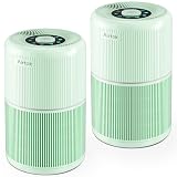 2 Pack Air Purifier for Home Bedroom with H13 True HEPA Filter for Smoke, Smokers, Dust, Odors, Pollen, Pet Dander | Quiet 99.9% Removal to 0.1 Microns | Green Available for California