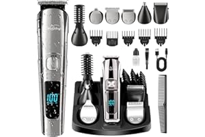 Brightup Beard Trimmer for Men - Electric Razor & Shaver, Cordless Hair Clippers Trimmers Set, IPX7 Waterproof Mens Grooming Kit for Shaving Face, Mustache, Body, Ear, Nose Hair Trimmer, Gifts for Men