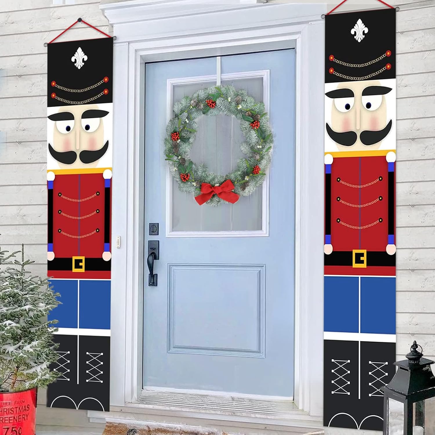 Nutcrackers - ORIENTAL CHERRY Nutcracker Christmas Decorations - Outdoor Xmas Decor - Life Size Soldier Model Nutcracker Banners for Front Door Porch Garden Indoor Exterior Kids Party