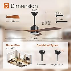addlon 52 inch Ceiling Fans with Lights and Remote