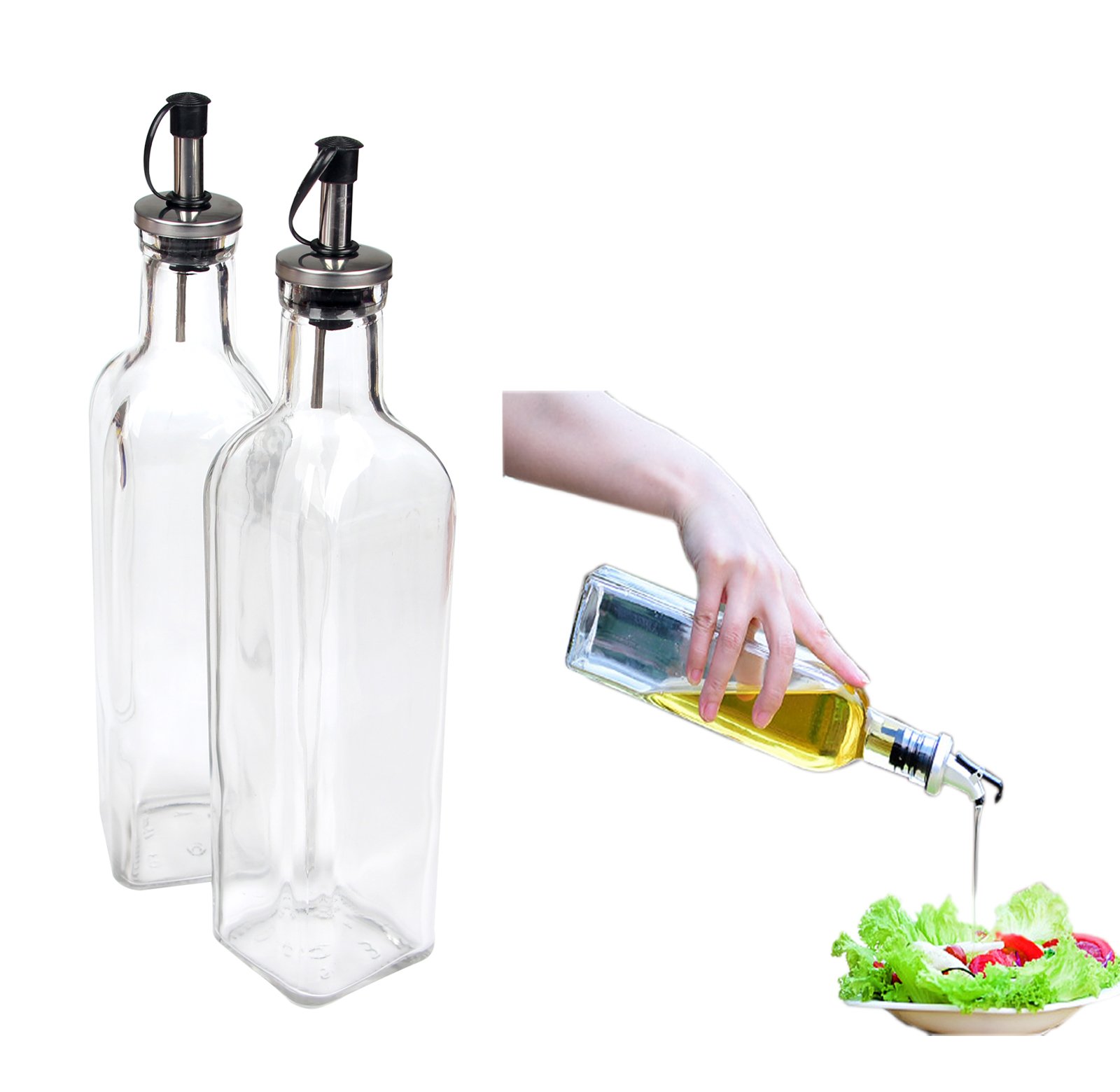 Container Spout Oil Dispenser Bottle Set for Kitchen Cruet Oil