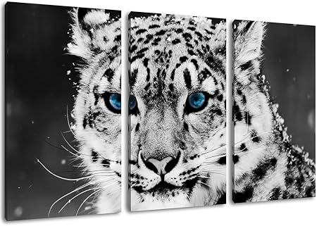 Tigre Blanc Dans La Neige Format Trois Pieces 120x80 Totale