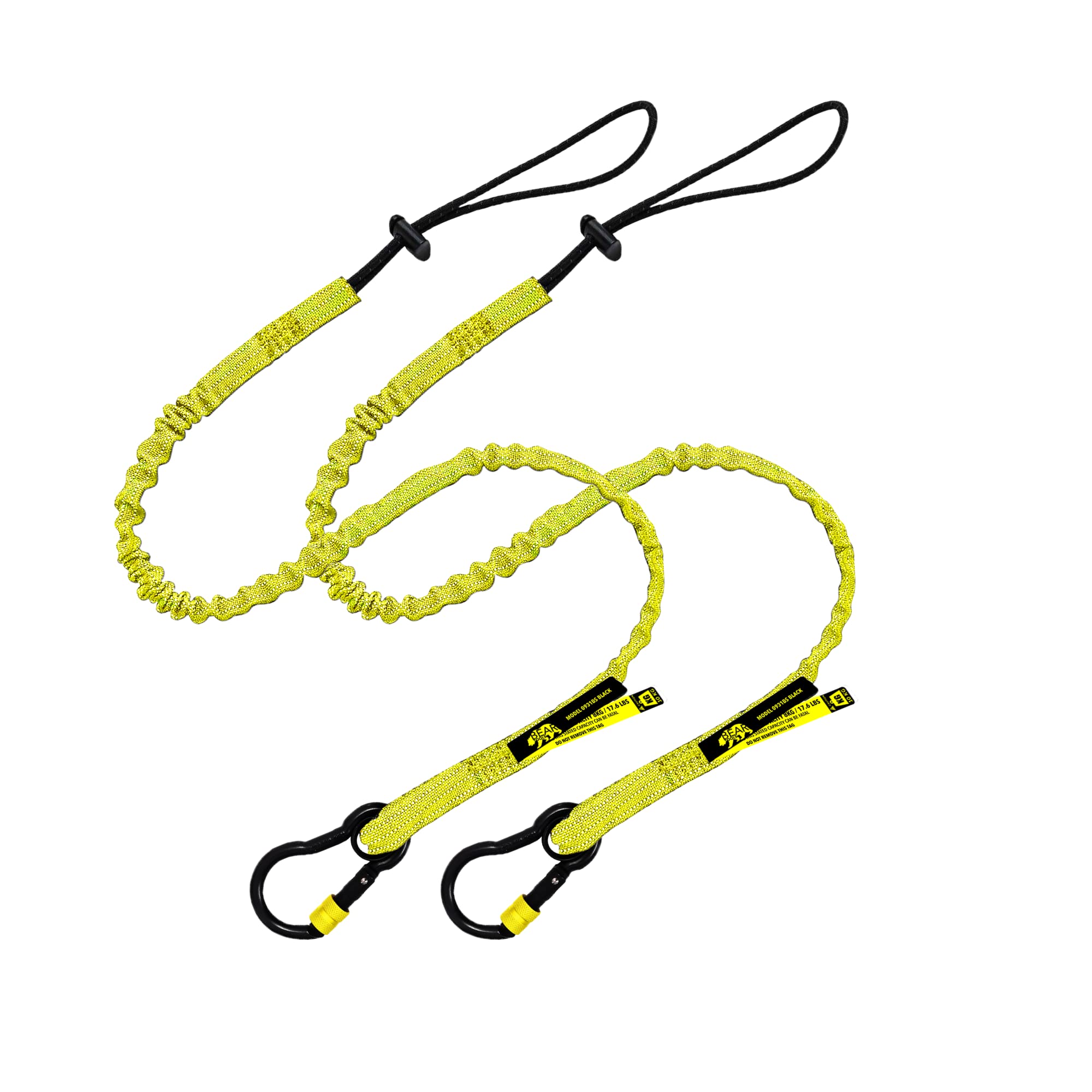BearTOOLS New Yellow Safety Lanyard Tether With Captive Eye Screw Lock Carabiner Aluminum, Universal Adjustable Loop End, Stop the Drops Weight Limit 8KG / 17.6lb Fall Restraint (2)