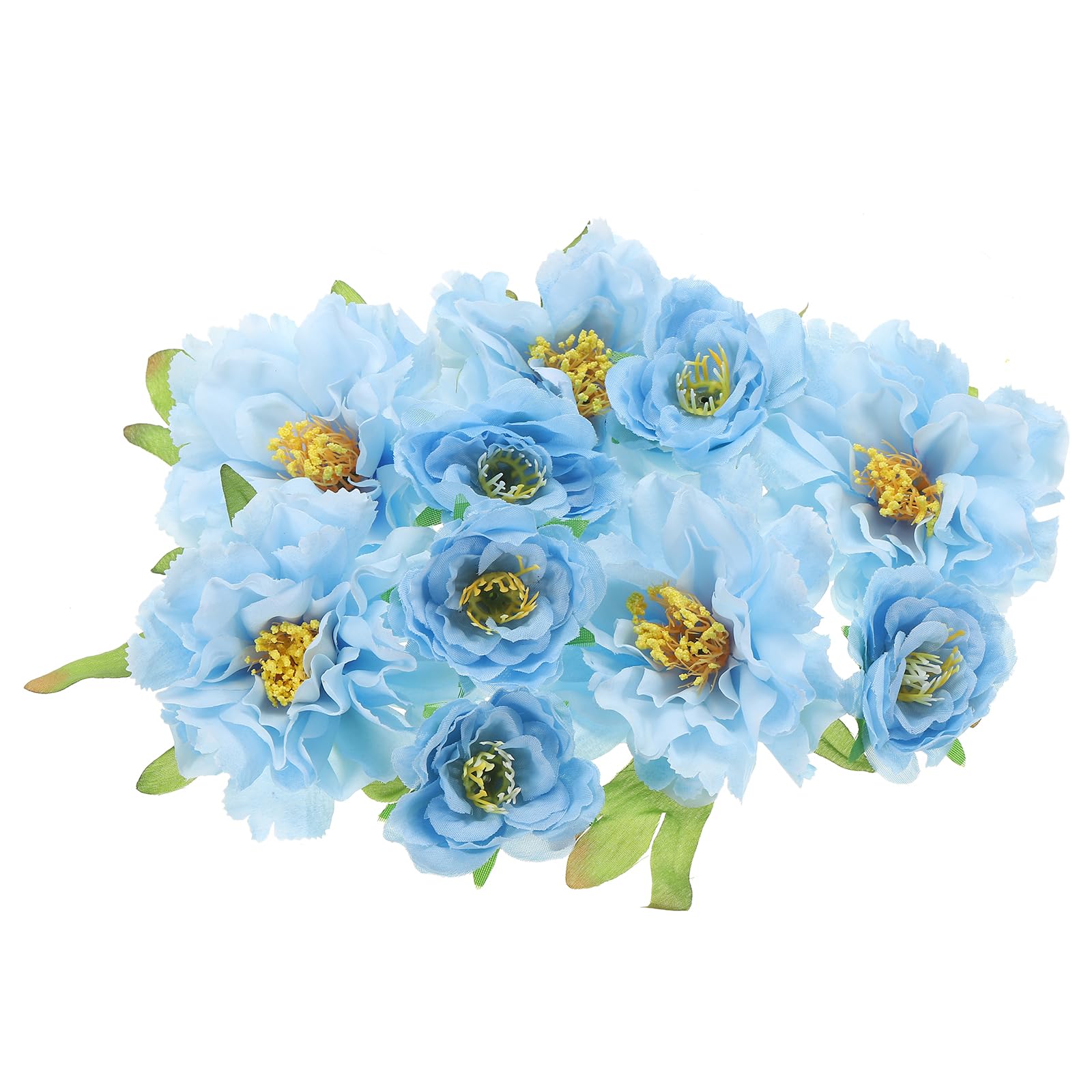 PATIKIL Artificial Rose Flowers Bulk, 1 Set Small Silk Fake Peony Flower Heads for Decoration Wedding Crafts Party Home Decor, Blue