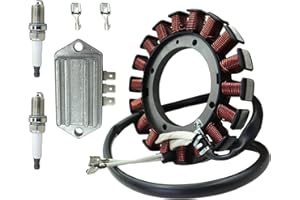 GOIPKO 237878-S 15/20 Amp Stator Kit with 25 403 03-S Voltage Regulator and Spark Plug Replacement for Kohler CV460 CV490 CV4