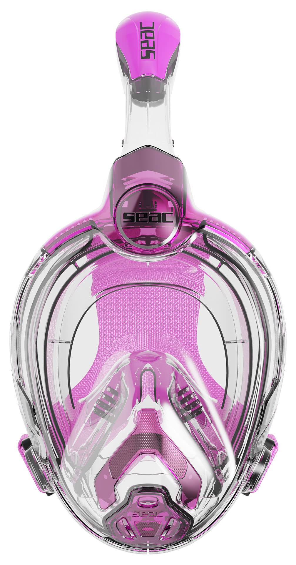 Seac Libera, New Generation Integrated Snorkeling Mask, Hypoallergenic Silicone, Quick Release, 4 Sizes, transparent/pink, JUNIOR