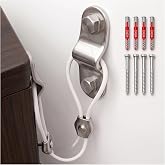 Heavy Duty Metal Furniture Anchors for Baby Proofing | 2 Sets | 304 stainless steel construction; thick adjustable steel cable; heavy-duty hex-head wall anchors.