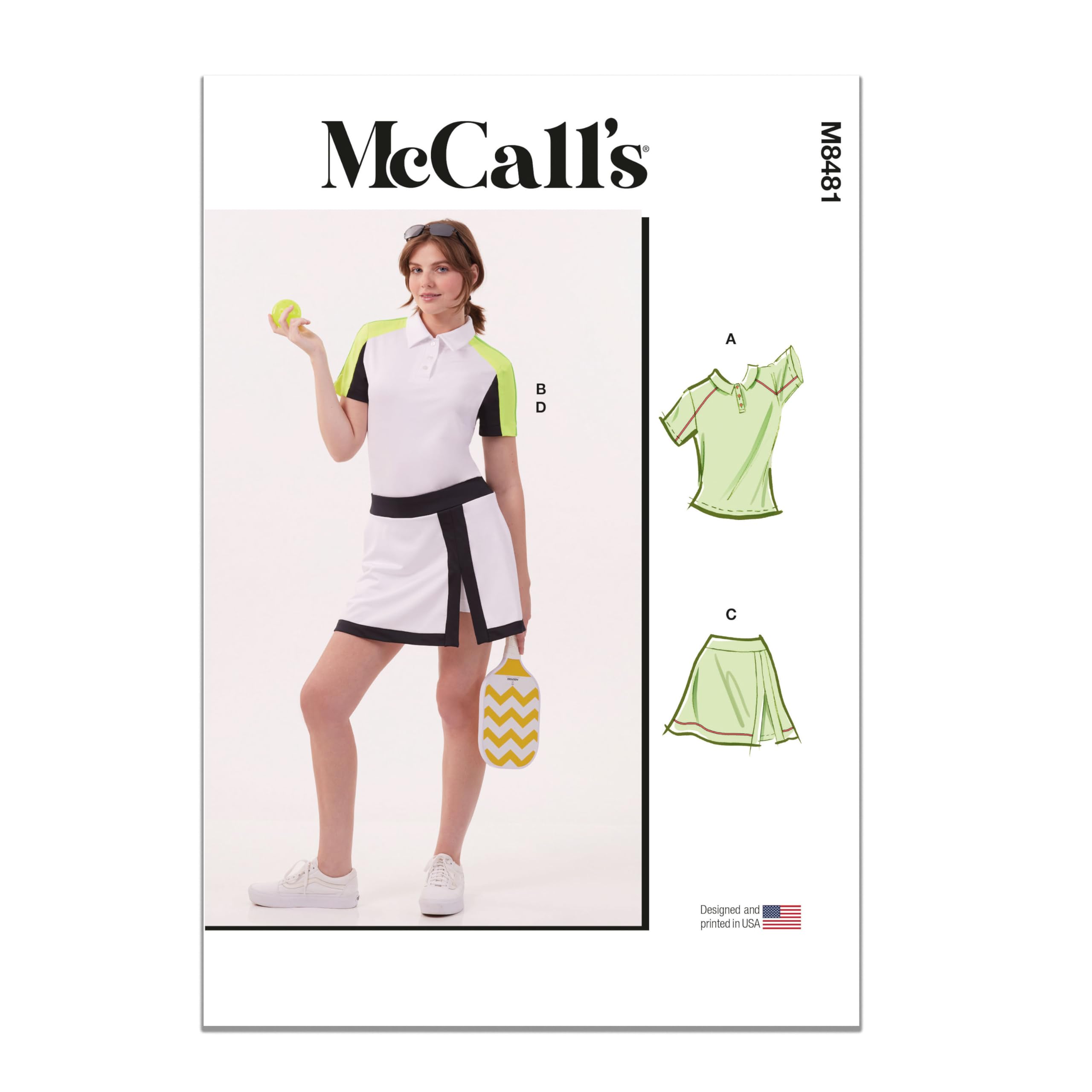 MCCALLS Sewing Pattern M8481K5 Misses' Knit Tops and Skorts K5 (8-10-12-14-16)