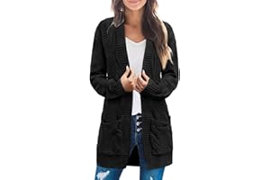 MEROKEETY Women's 2025 Long Sleeve Cable Knit Cardigan Sweaters Open Front Fall Outerwear Coat Pockets