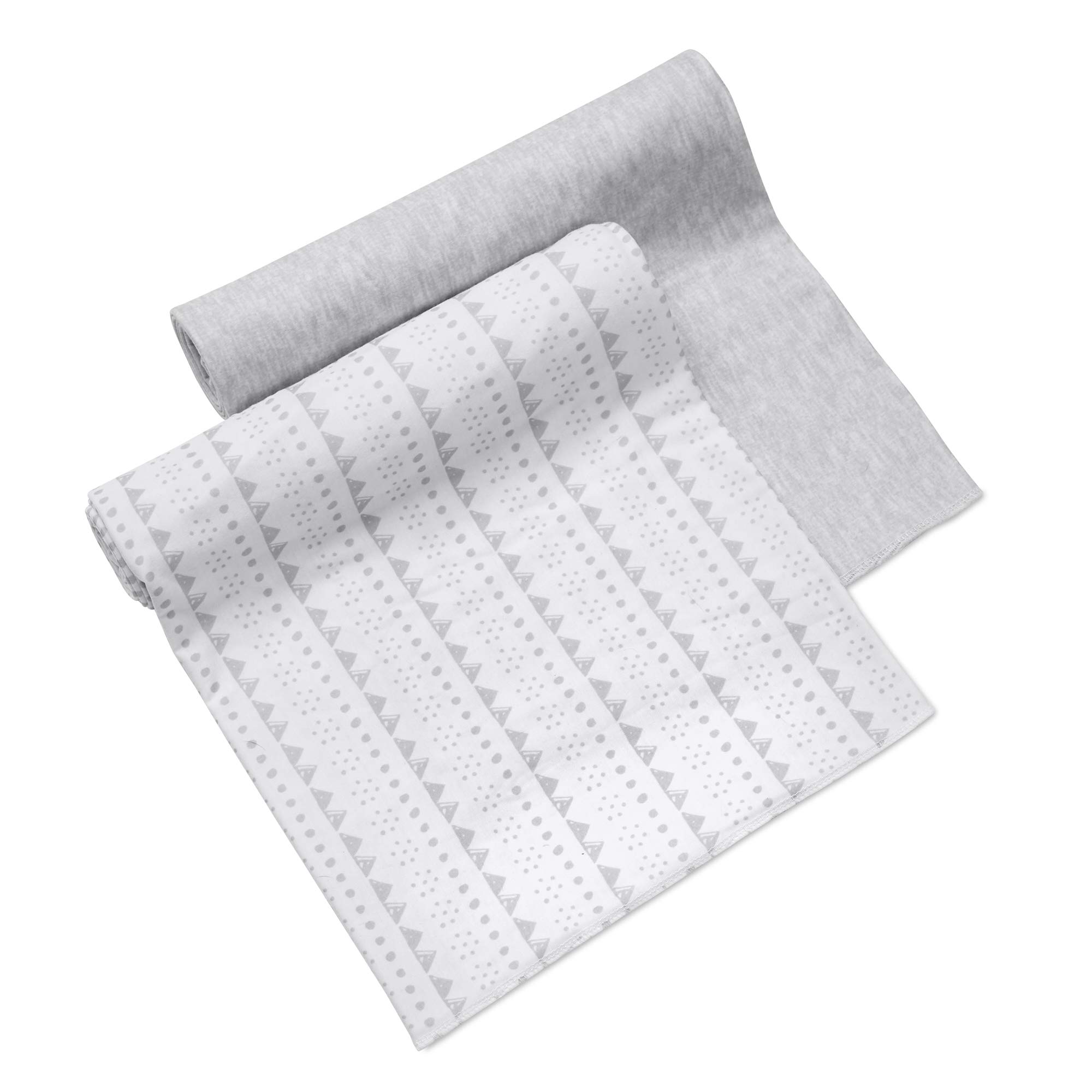 BreathableBaby Active Swaddle Blanket & Wrap 2 Pack – Grey Abstract/Heather Grey, Lightweight Premium Activewear Fabric, 47 x 47-inch Extra Large Multi-Use Blanket