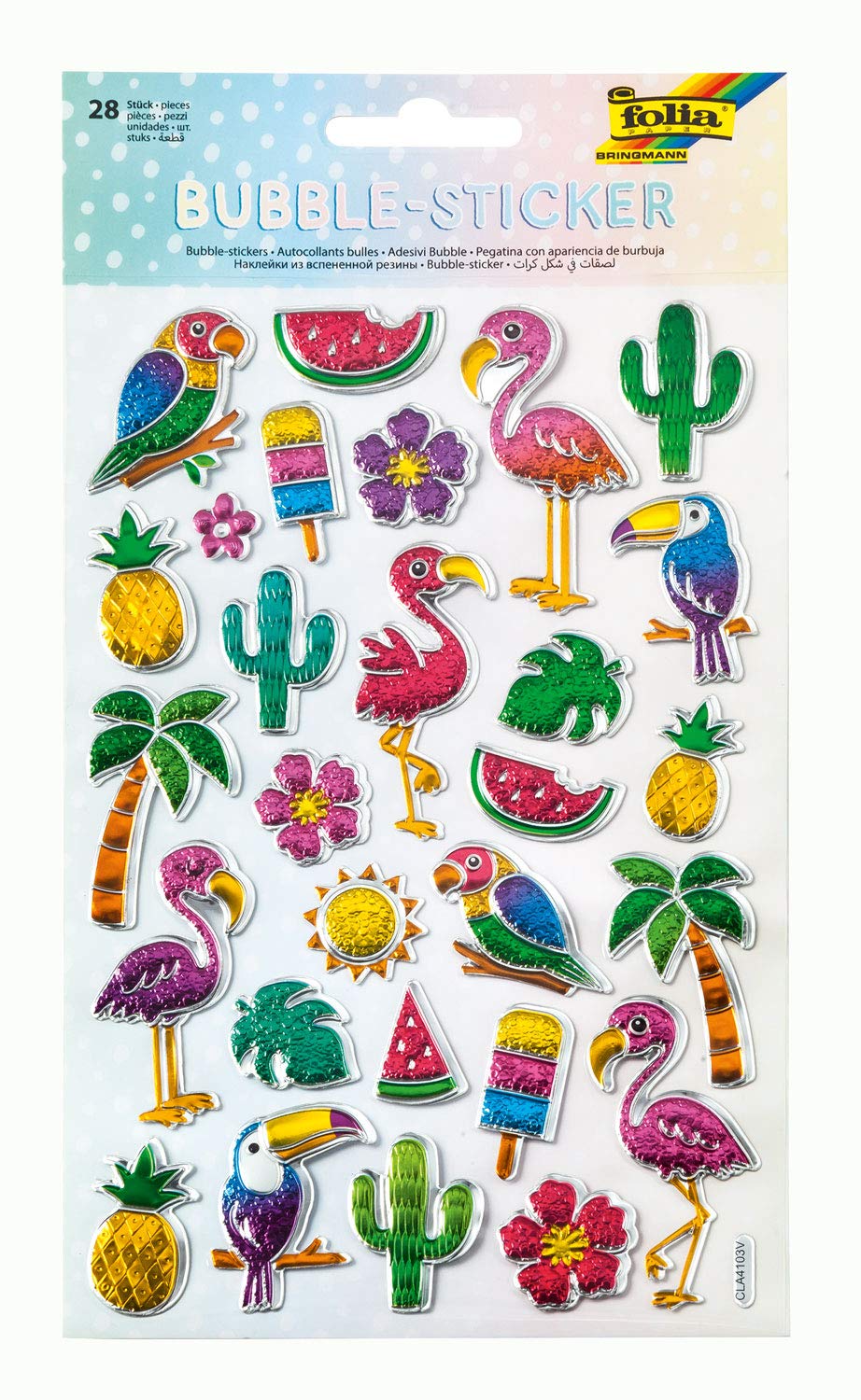 Bubble Stickers I Tropical Textured Bubble Effect 28 Pack Ideal for Embellishing Cards, Crafts, Scrapbooking