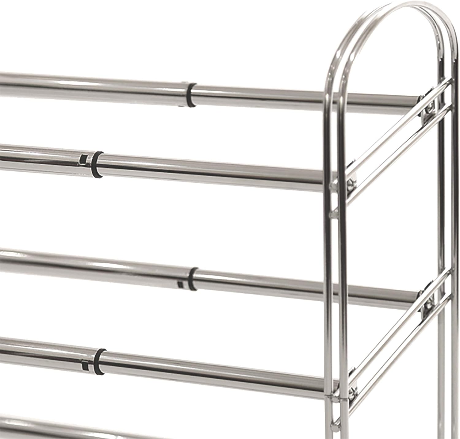 Seville Classics 3-Tier Expandable 24-Pair Shoe Rack Non-Slip Metal Freestanding Closet, Entryway, Bedroom Footwear Organizer, Chrome Poles: Home & Kitchen