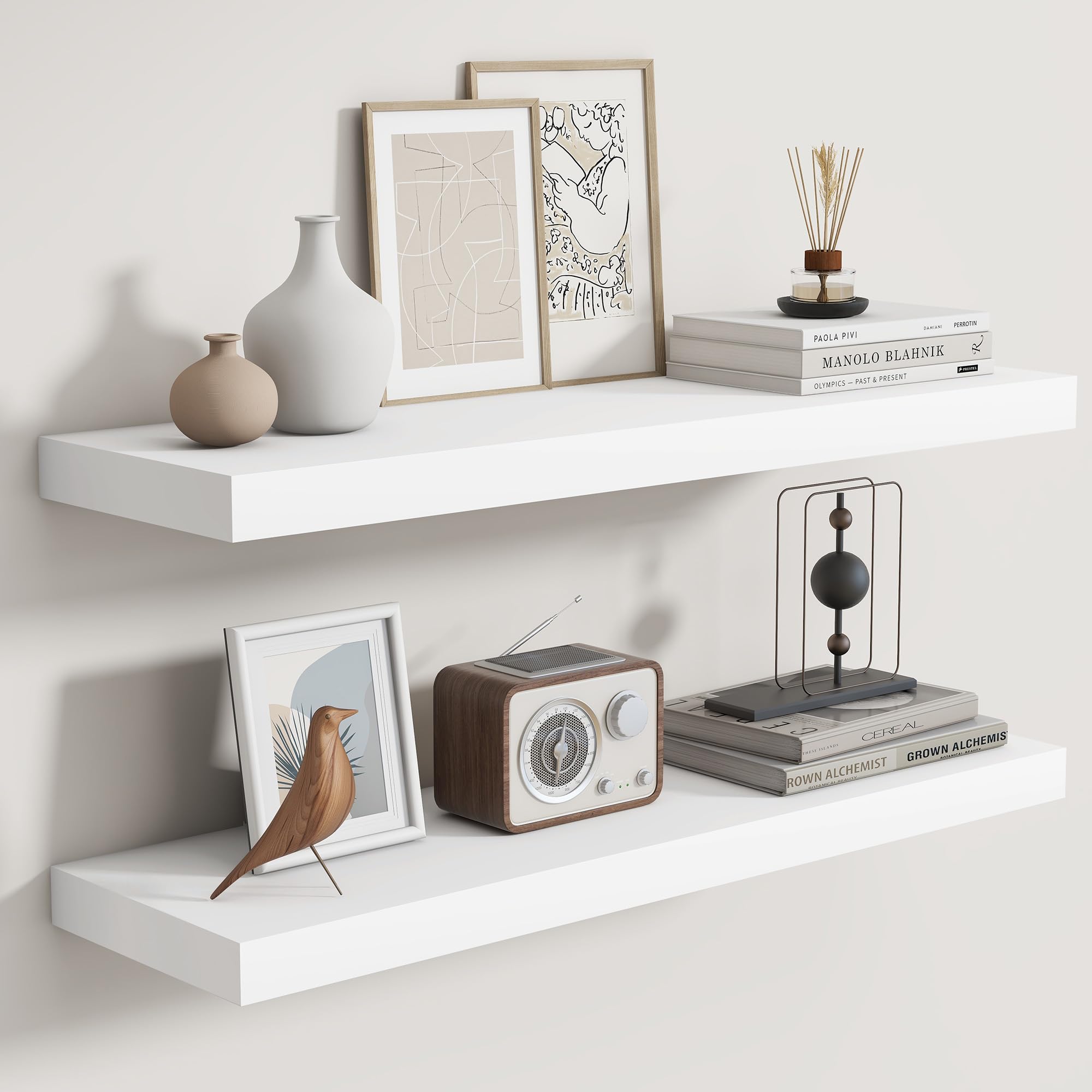 fun memories rustic floating shelves for home decor, 8 inch deep floating shelf, solid wood floating