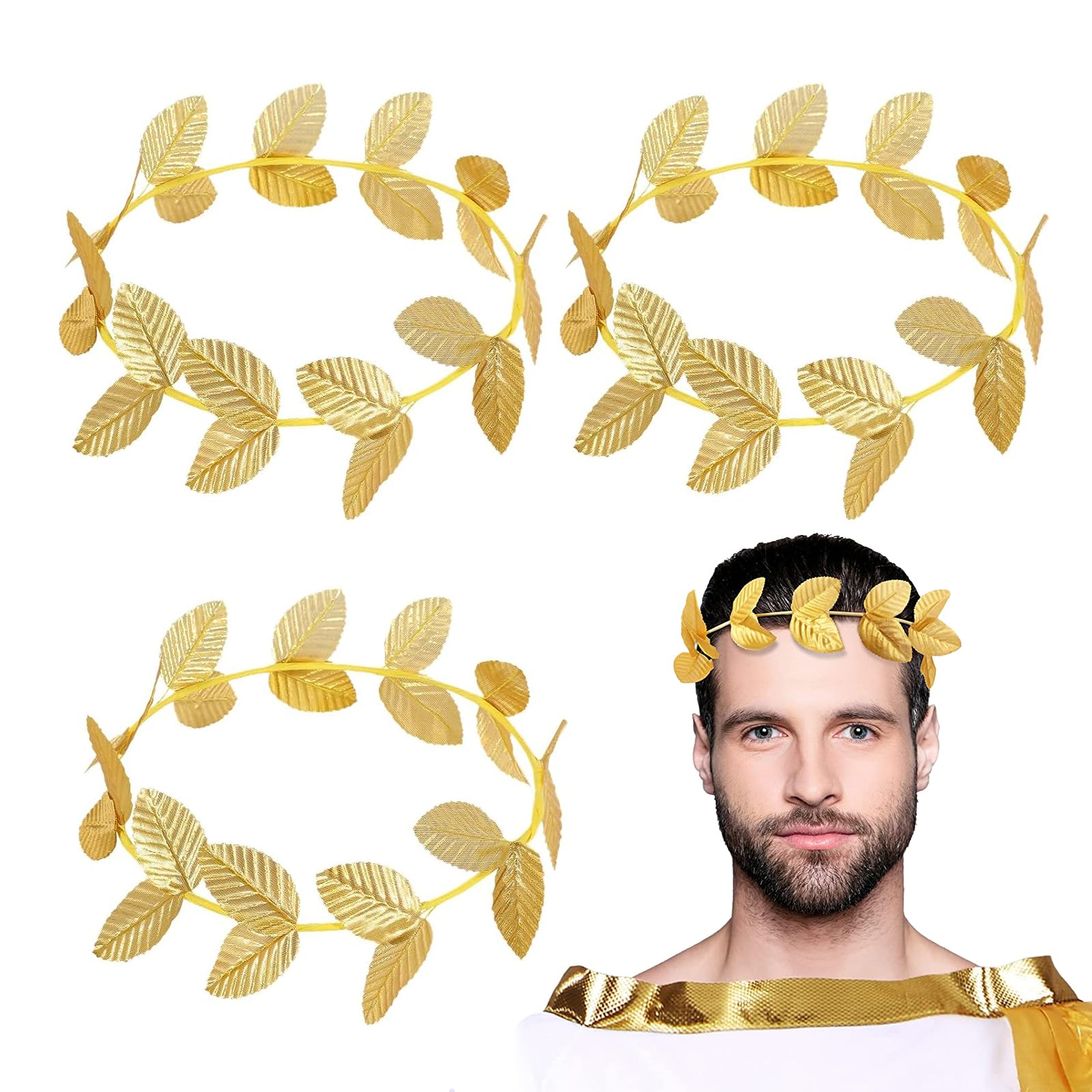 JRYGAC 4 Pieces Gold Leaves Crown Roman Leaf Headband Greek Goddess Crown Boho Hair Accessory for Travel Photography