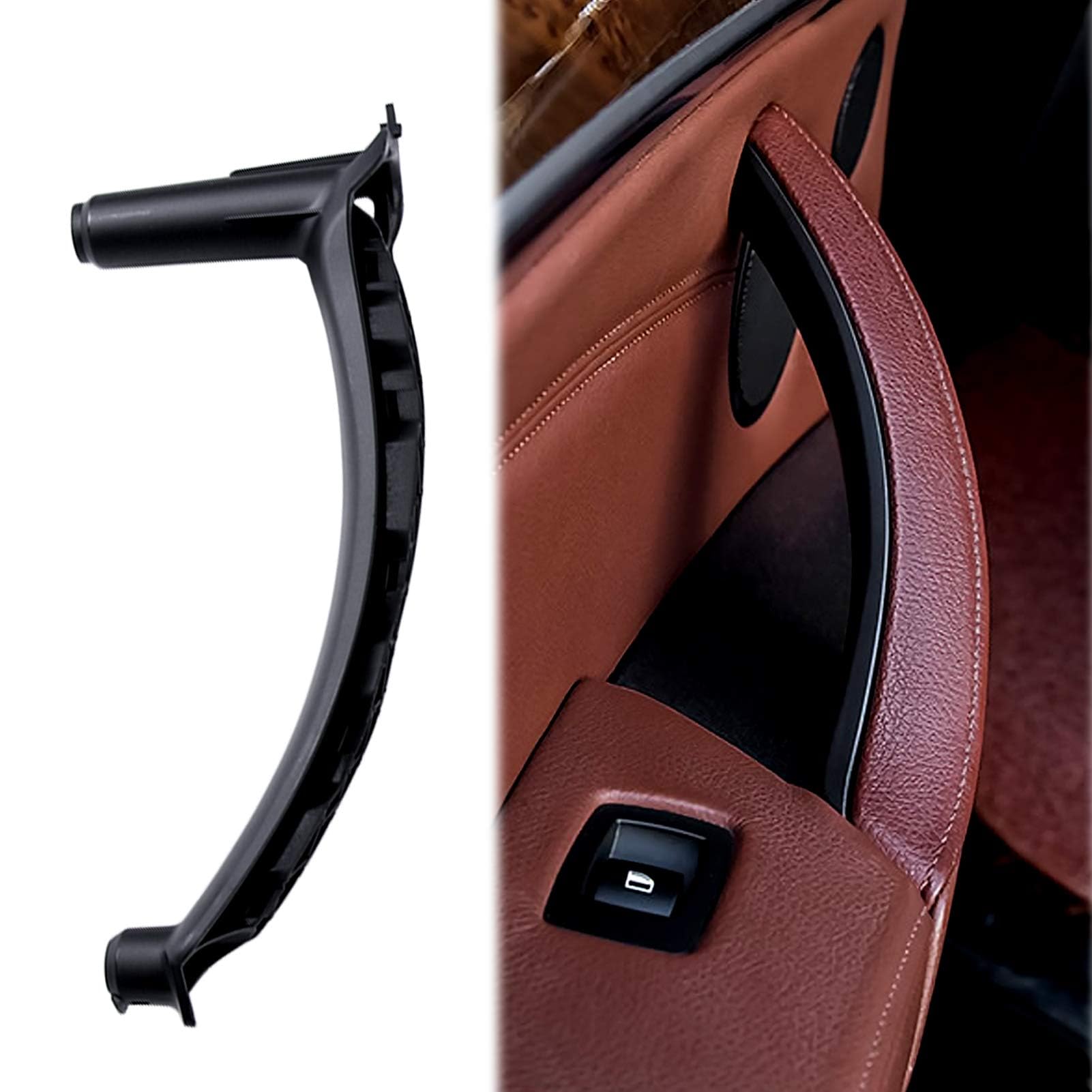 TTCR-II Door Pull Handle Compatible with BMW X5 E70 2008-2013,Compatible with BMW X6 E71/E72 2008-2014,Left Front/Left Rear Interior Passenger Door Handle Trim(Leather Cover NOT Included)