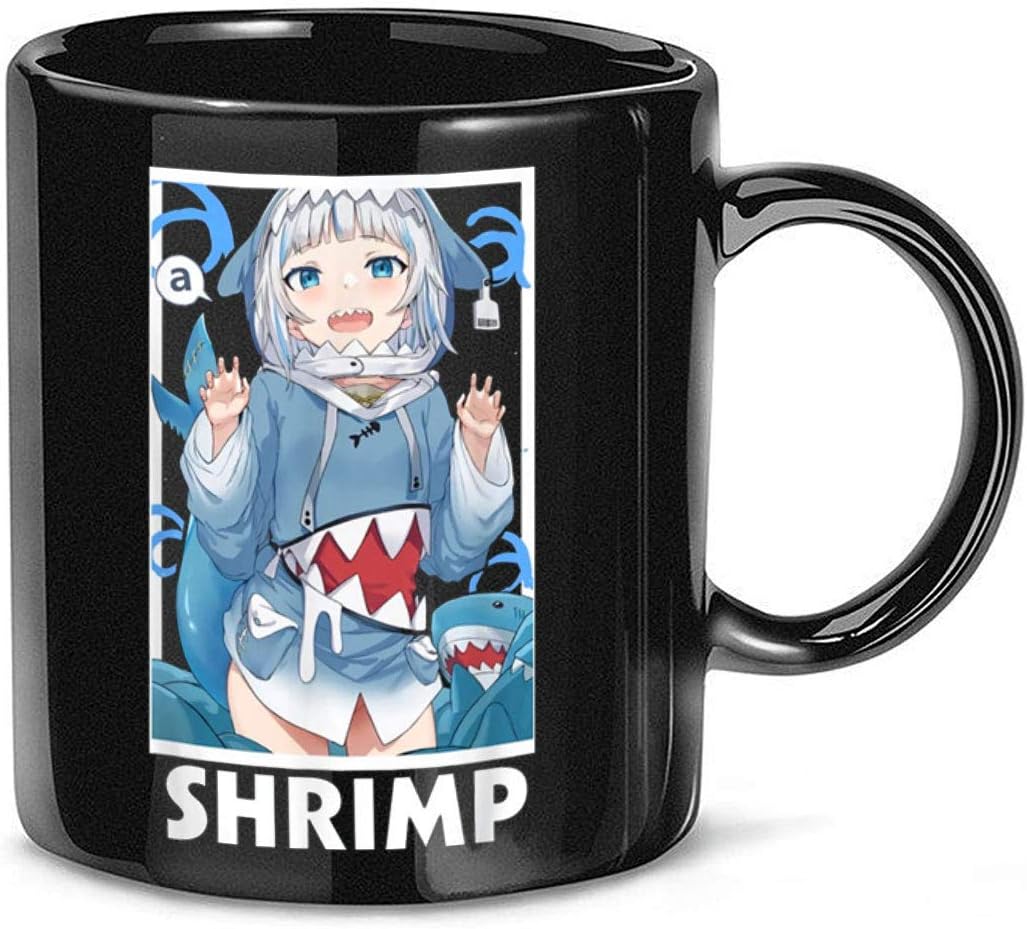 Gawr Gura Senzawa Shrimp Mug Just A Girl Who Loves Anime Mug, Funny Japanese Anime Coffee Cup for Anime Lovers, Kawaii Cartoon Gift
