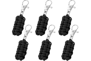 YELARXI Paracord Zipper Pull Polyester Zipper Pulls Replacement Woven Rope with Metal Clasp, 80 mm Length Fit for Backpacks Clothing Luggage Accessories - Cylinder (6 Pack, Black)