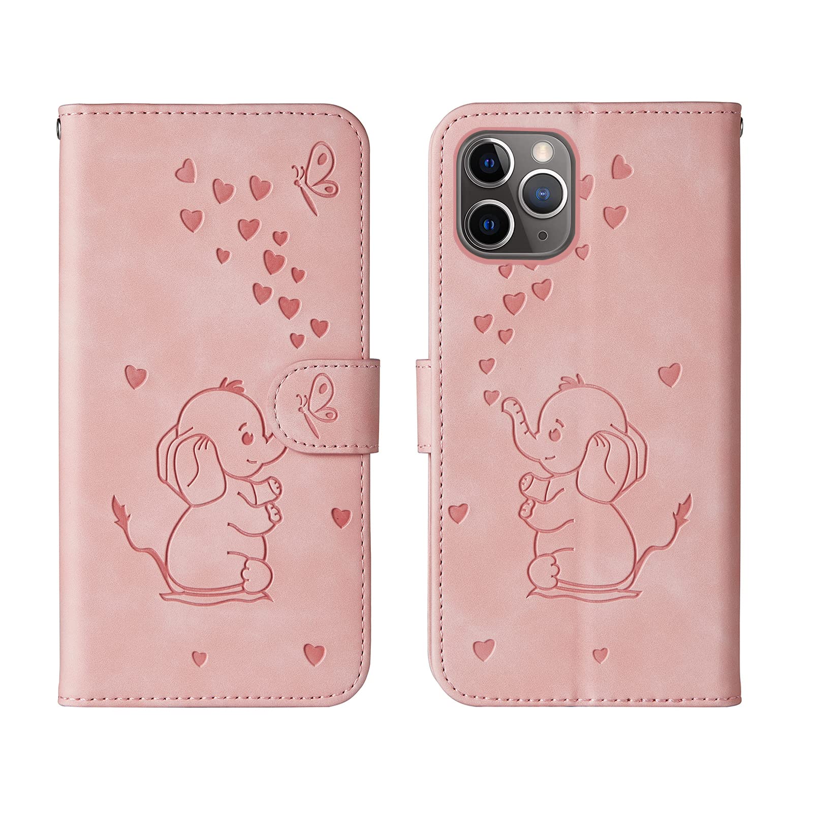 Bartern Flip Case for iPhone 11 Pro,Cute Elephant PU Leather Folio Flip Wallet Phone Case Cover with Card Holder Magnetic Closure and Stand Feature for iPhone 11 Pro,Pink โ image 1