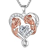 JKK Valentines Day Gifts for Her - S925 Sterling Silver 12 Month Birthstone Necklaces Mothers Day Birthday Christmas Gifts for Women Wife Mom