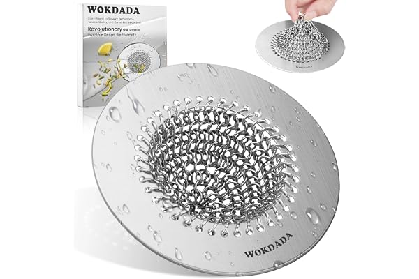 WOKDADA Kitchen Sink Drain Strainer, Reversible Anti-Clog Kitchen Sink Strainer, 304 Stainless Steel Sink Strainer Basket, Pa