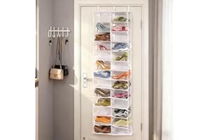 RTBCHLFV Door Hanging Shoe Rack Organizer, 24-Pocket Hoodie & Sweatshirt Storage Hack with Clear See-Through Pockets, Space-S