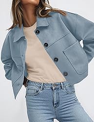 PRETTYGARDEN Women's Faux Suede Cropped Jacket