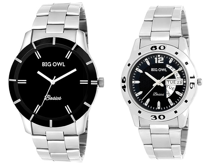 Bigowl Wrist Watch Couple Combo for Men and Women