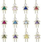 COGCHARGER 12Pcs Birthstone Charms for Jewelry Making Real 18K Gold Plated Charms Colorful Cubic Zirconia Crystal Pendants for Earring Bracelet Necklace Jewelry Making