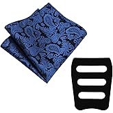 LJBFNN Paisley Pocket Squares for Men, Mens Handkerchiefs with Pocket Square Holder for Suit Tuxedo Wedding Party Business