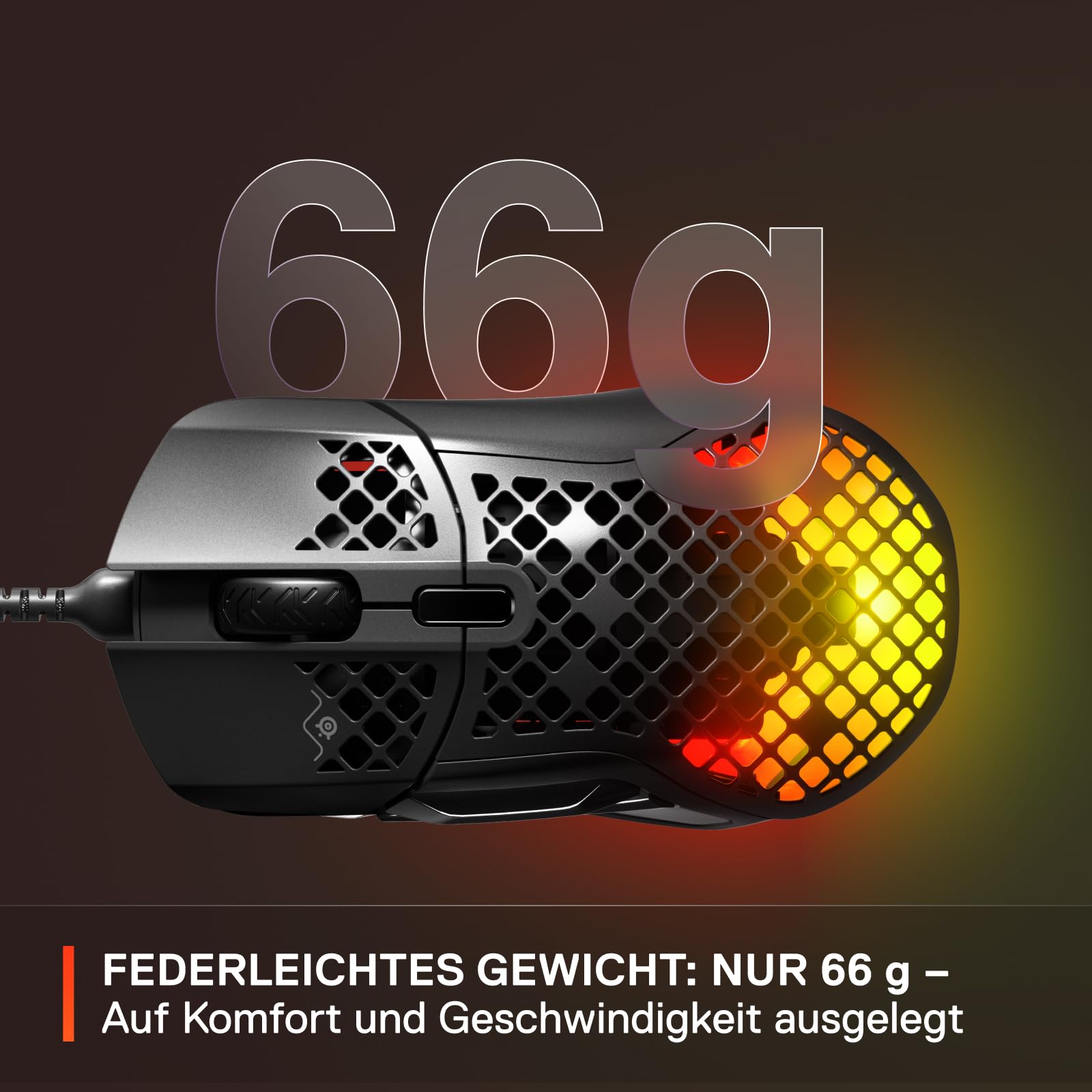 SteelSeries Aerox 5 - RGB Gaming-Mouse mit Öffnungen in der Oberfläche - Federleicht und wasserabweisend - Optischer TrueMove Air-Sensor mit 18.000 DPI 3