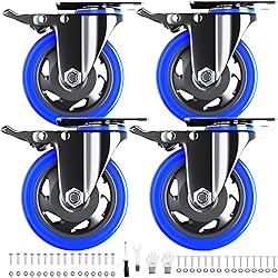 4 Inch Caster Wheels with Brake, Heavy Duty Casters