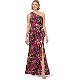 Adrianna Papell Womens One Shoulder Jacquard Dress