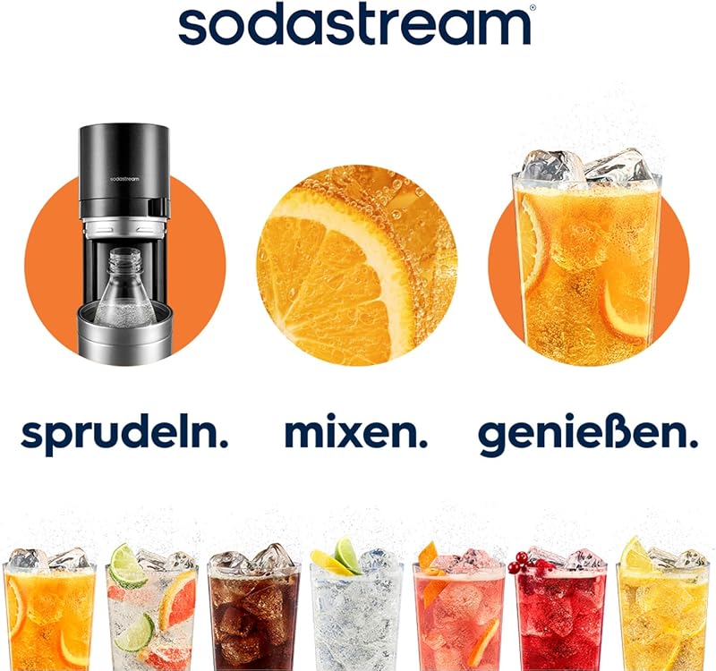 Wassersprudler Duo mit CO2-Zylinder, 2X Glasflasche und 2X 1L spülmaschinenfeste Kunststoff-Flasche, Weiß, Höhe: 44 cm