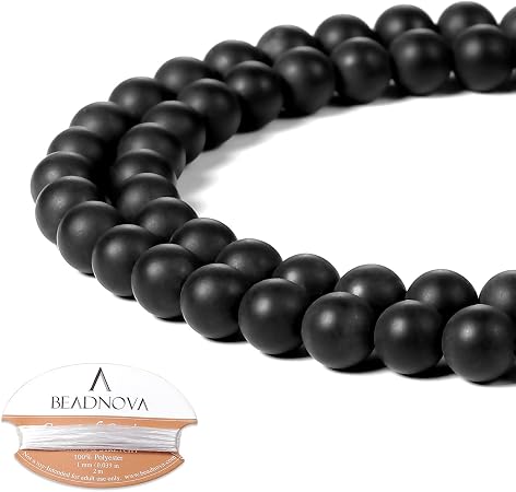 Amazon Com Beadnova Black Matte Onyx Beads Natural Crystal Beads Stone Gemstone Round Loose Energy Healing Beads With Free Crystal Stretch Cord For Jewelry Making 6mm 62 64pcs Arts Crafts Sewing