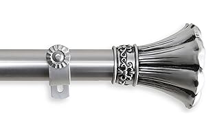 A&F Rod Decor - Flower Curtain Rod 1 inch Diameter, 66-120 inch - Satin Nickel