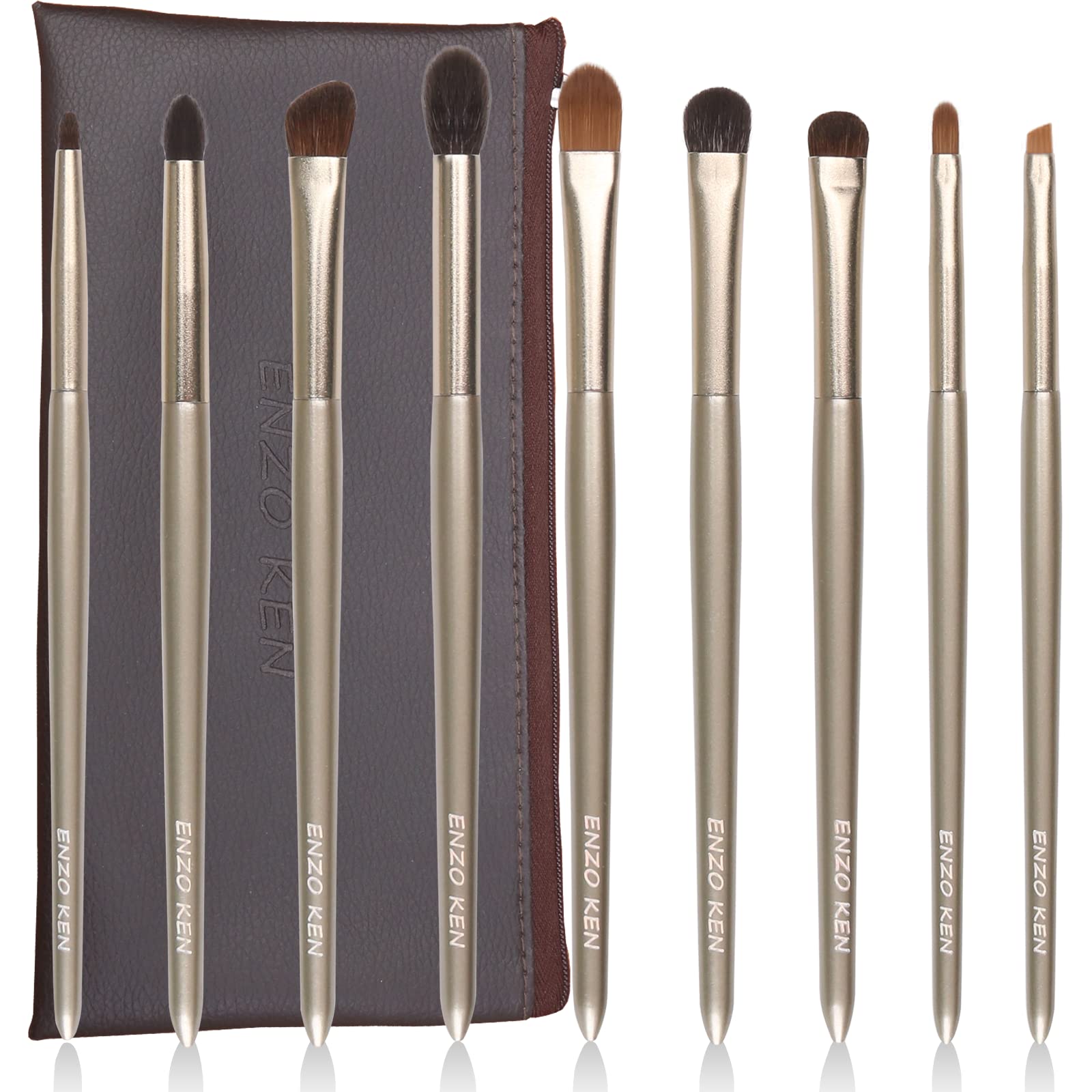 Photo 1 of ***MISSING PIECES*** ***MAJOR DAMAGE*** ENZO KEN Natural Goat Hair Eye Shadow Brush Set, Pony Hair Eyeshadow Brushes Set, Small Nose Contour Brush, Angled Eyeshadow Brush, Eyeshadow Blending Brush, Eye Makeup Brushes Set Professional - E200