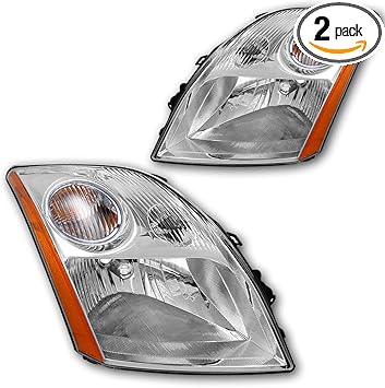 Amazon Com Headlight Assembly For 2007 2009 Nissan Sentra Headlamps Replacement Driver And Passenger Side Chrome Automotive