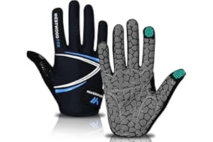 WESTWOOD FOX Full Finger Cycling Gloves, Padded, Anti-Slip Touchscreen, Shock Absorbing Mountain Bike Gloves for Road Bicycle