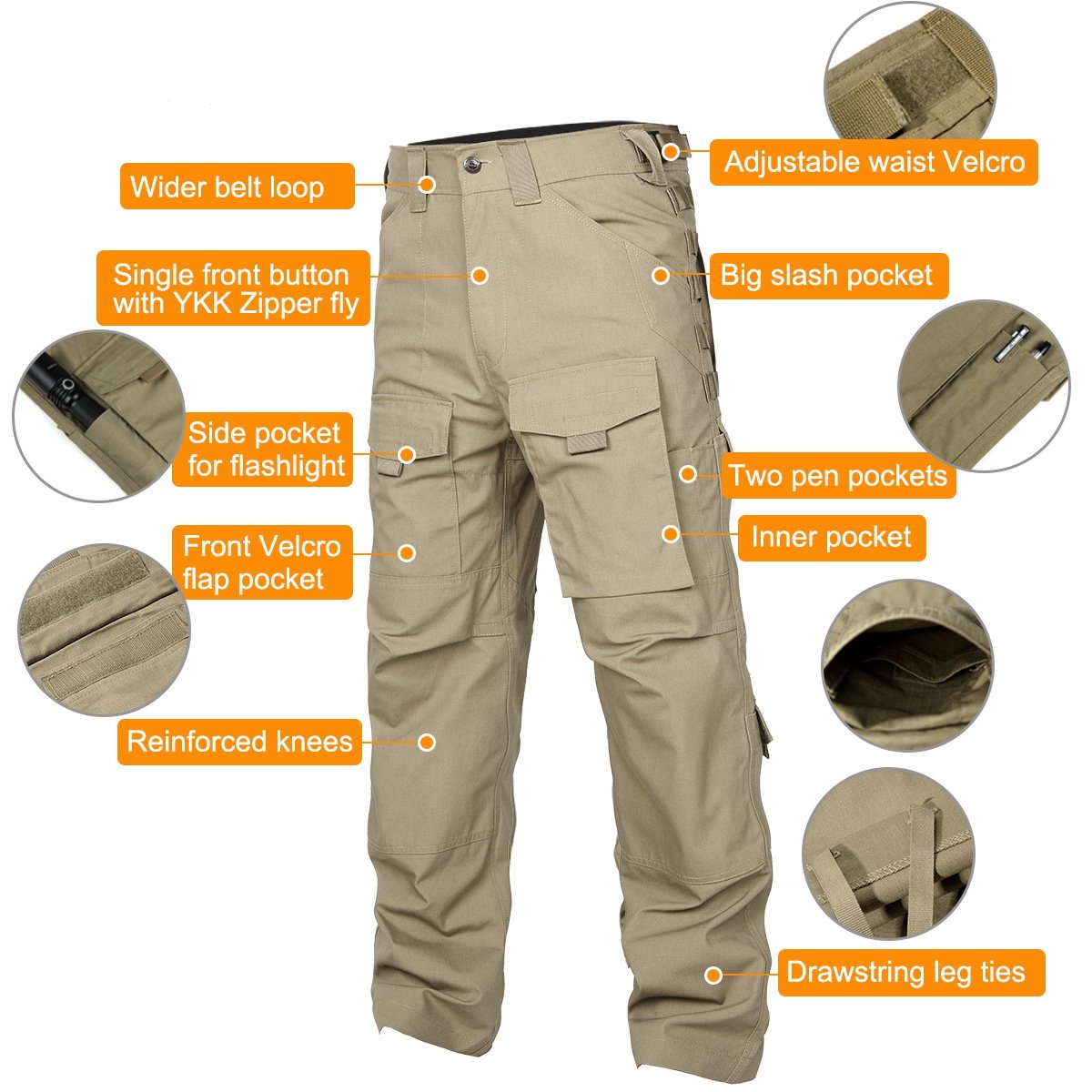 cargo pants with front thigh pockets