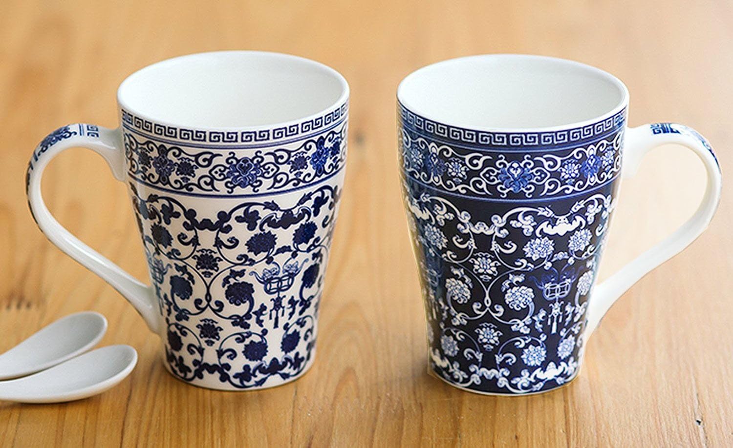 Amazon Com Blue And White Porcelain Coffee Mug Tea Cup China