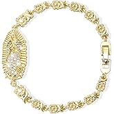 J&H DiaJuvelo Virgin Mary Bracelet for Women Catholic Trendy Cubic Zirconia Christian Dainty Charm Rhinestone Gold Jewelry Mujer Virgen de Guadalupe Pulseras Holy Gifts