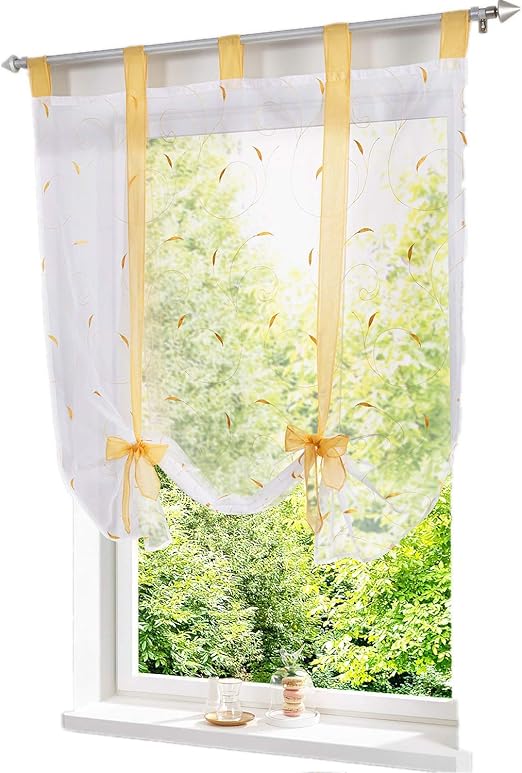 Amazon De Eslir Raffrollo Mit Schlaufen Raffgardinen Gardinen Kuche Bindegardine Transparent